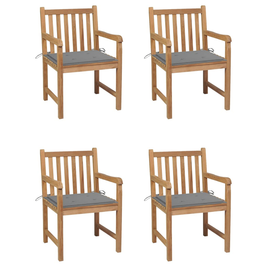 Tuinstoelen Met Grijze Kussens Massief Teakhout 4 Grijs