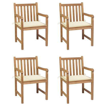 Tuinstoelen Met Kleurige Kussens Massief Teakhout 4 Crème