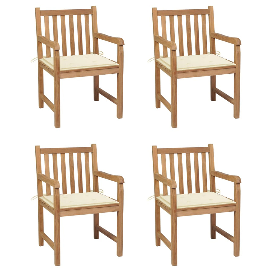 Tuinstoelen Met Kleurige Kussens Massief Teakhout 4 Crème