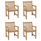 Garden chairs 4 pcs with beige cushions solid teak wood
