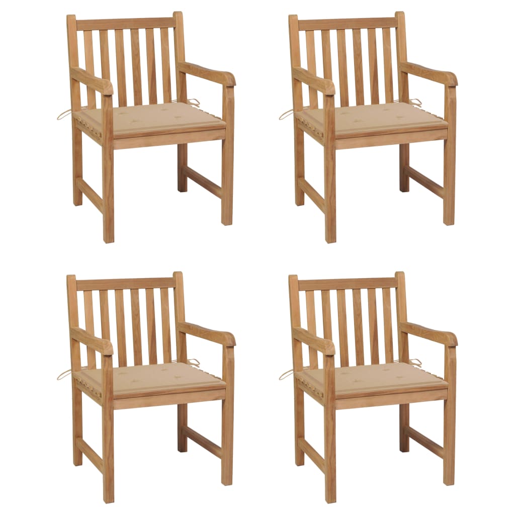 Tuinstoelen Met Kussens Massief Teakhout 1 4 Beige