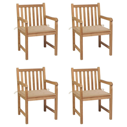 Tuinstoelen Met Kussens Massief Teakhout 1 4 Beige