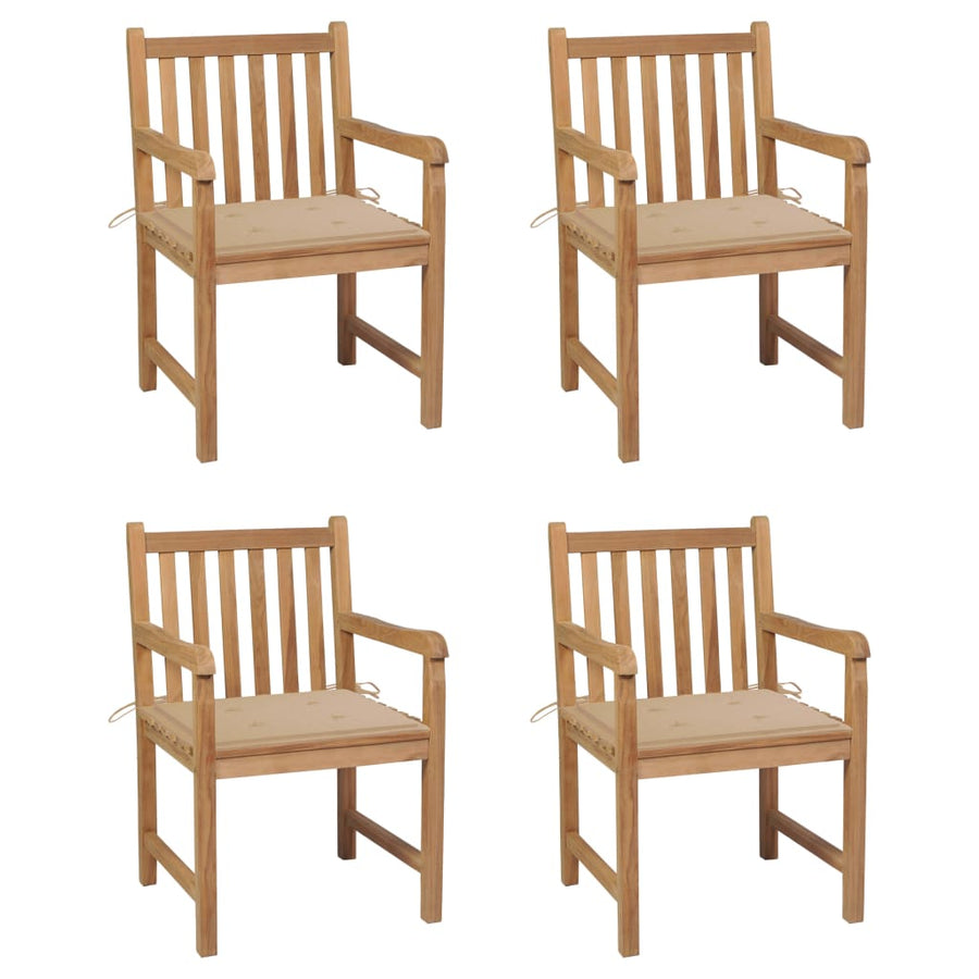 Tuinstoelen Met Kussens Massief Teakhout 1 4 Beige