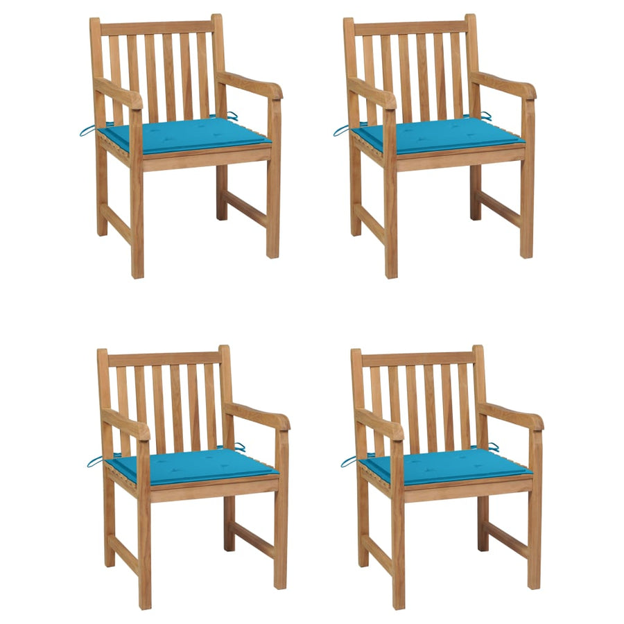 Tuinstoelen Met E Kussens Massief Teakhout 4 Blauw