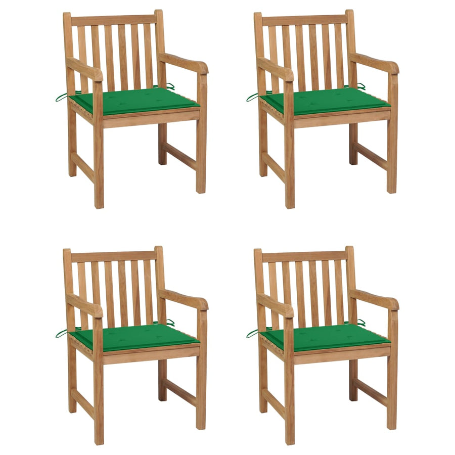 Tuinstoelen Met E Kussens Massief Teakhout 4 Groen