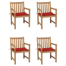 Tuinstoelen 4 St Met Rode Kussens Massief Teakhout Rood