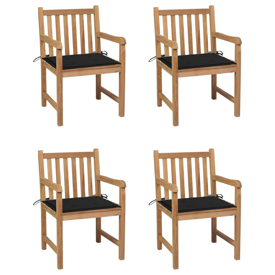 Tuinstoelen 4 St Met Zwarte Kussens Massief Teakhout 1