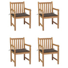 Garden chairs 4 pcs with taupe cushions solid teak wood