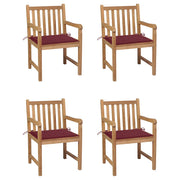 Tuinstoelen 4 st massief teakhout wijnrood