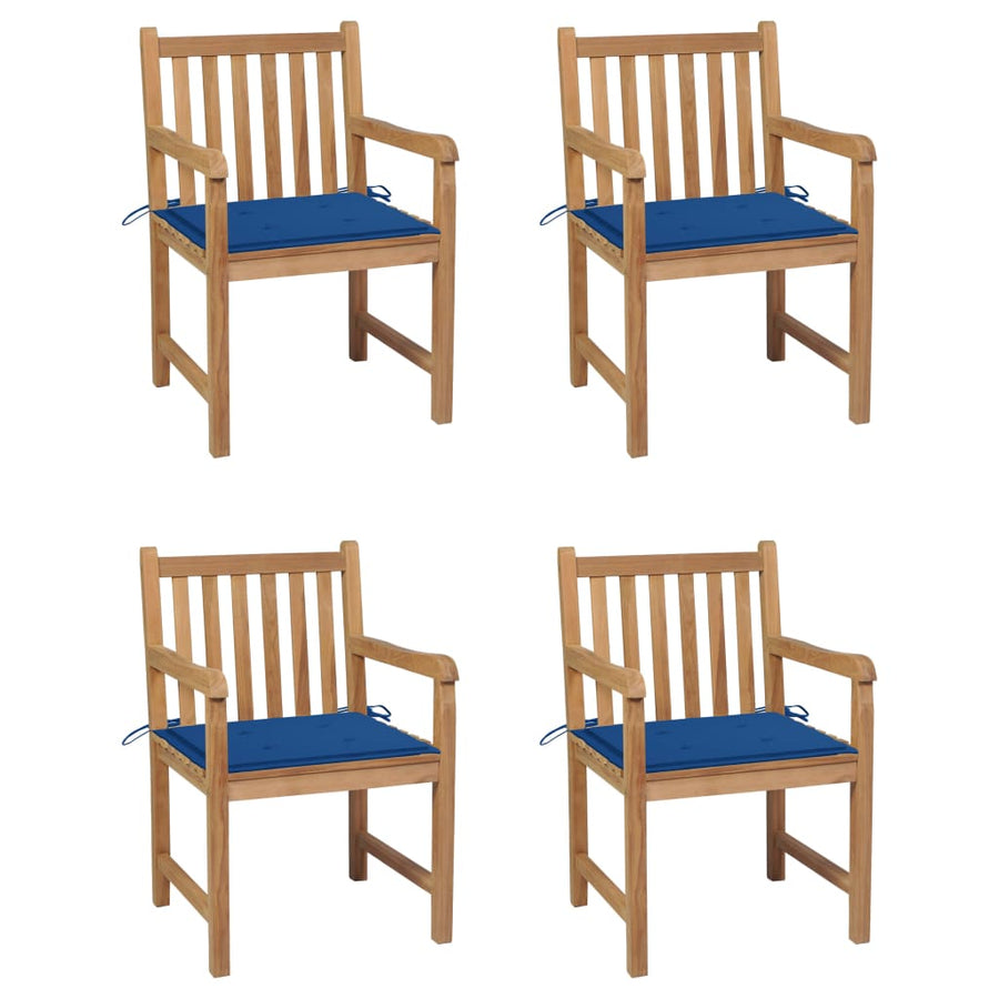 Tuinstoelen Met E Kussens Massief Teakhout 4 koningsblauw