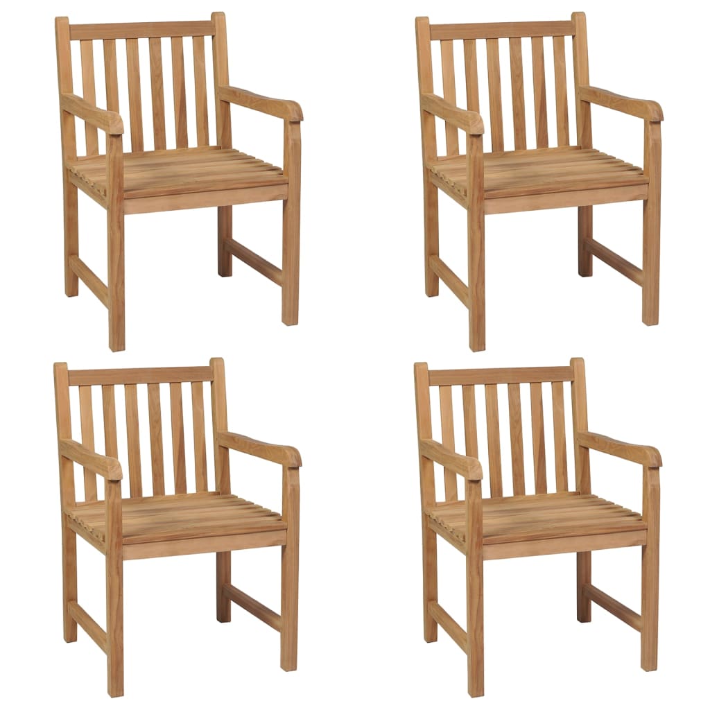 Tuinstoelen 4 St Met Grijze Kussens Massief Teakhout Grijs