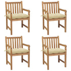Garden chairs 4 pcs with cream-white cushions solid teak wood