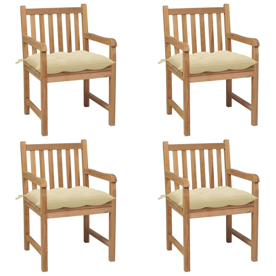 Tuinstoelen Met Witte Kussens Massief Teakhout 4 Crème