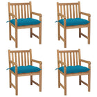 Garden chairs 4 pcs with light blue cushions solid teak wood