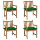 Garden Chairs With Cushions Solid Teak 4 Green