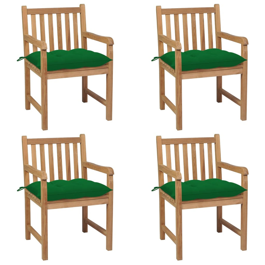 Tuinstoelen Met E Kussens Massief Teakhout 4 Groen