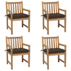 Tuinstoelen 4 st massief teakhout taupe kussens