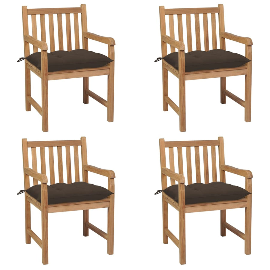 Tuinstoelen Met Kussens Massief Teakhout 4 Taupe