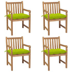 Tuinstoelen 4 st massief teakhout heldergroen