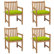 Garden chairs 4 pcs with bright green cushions solid teak wood