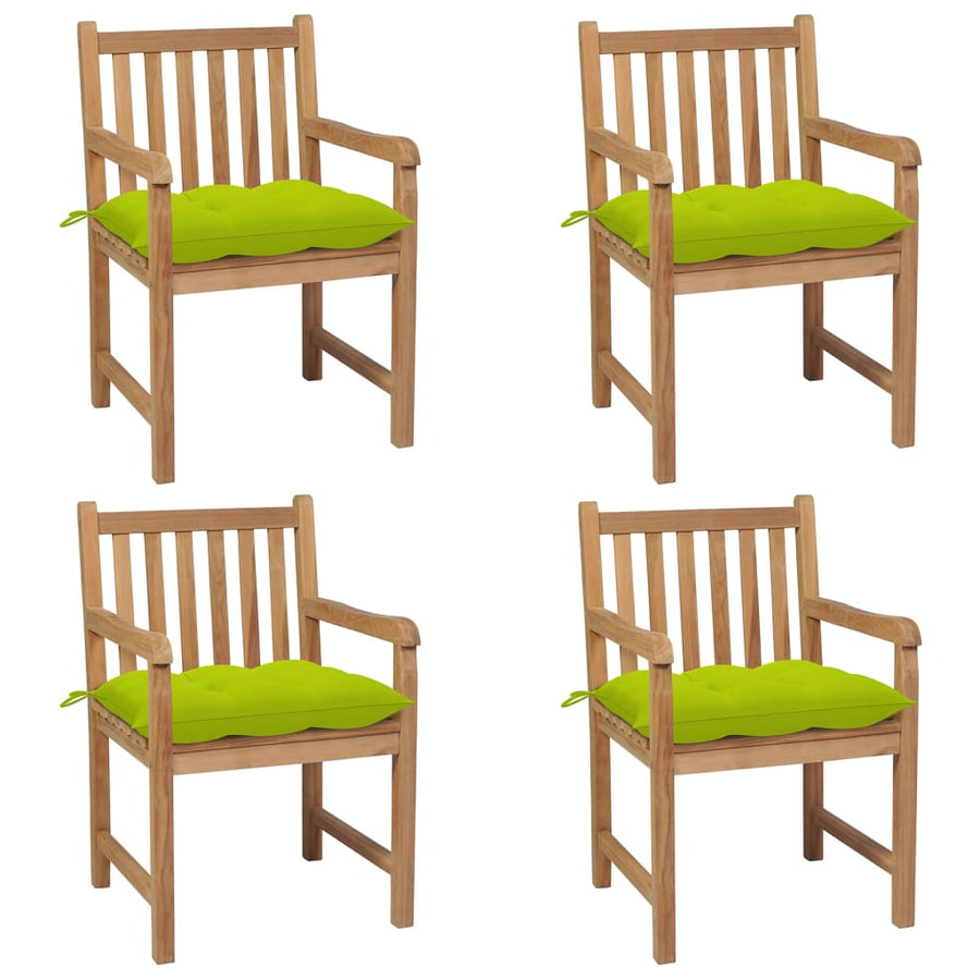 Tuinstoelen 4 St Met Heldergroene Kussens Massief Teakhout