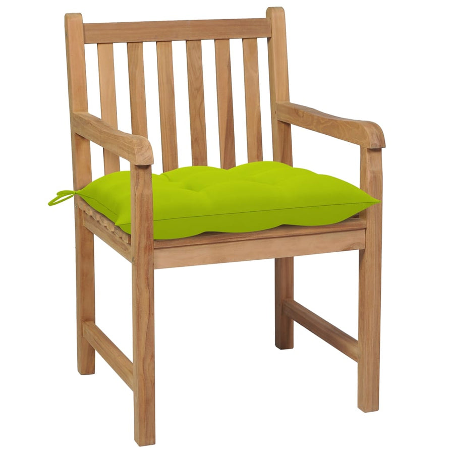 Tuinstoelen 4 St Met Heldergroene Kussens Massief Teakhout