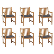 Garden chairs 6 pcs with anthracite cushions solid teak