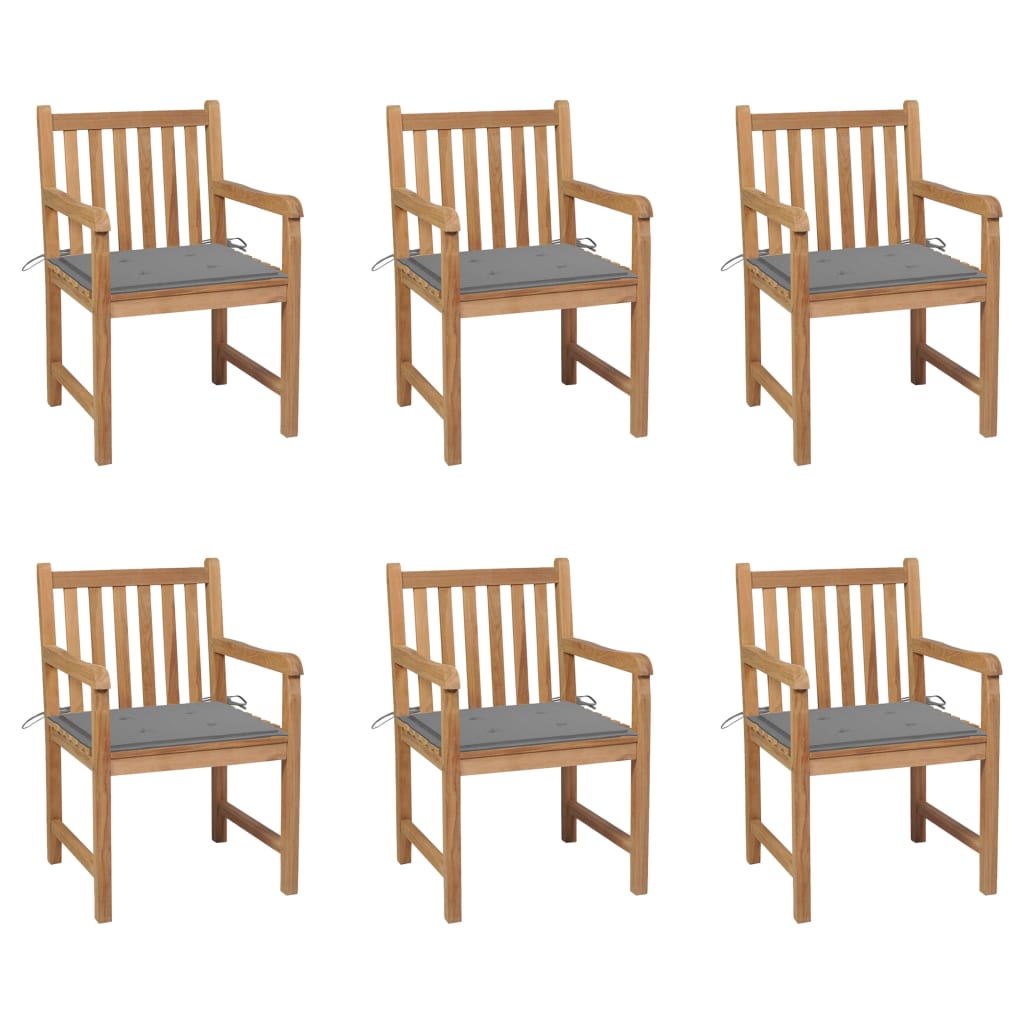 Tuinstoelen Met Grijze Kussens Massief Teakhout 6 Grijs