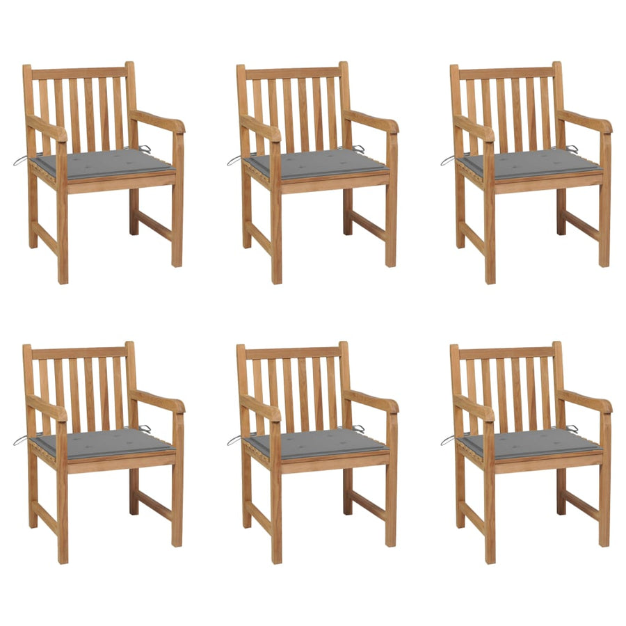 Tuinstoelen Met Grijze Kussens Massief Teakhout 6 Grijs