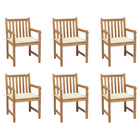 Garden chairs 6 pcs with cream-colored cushions solid teak wood