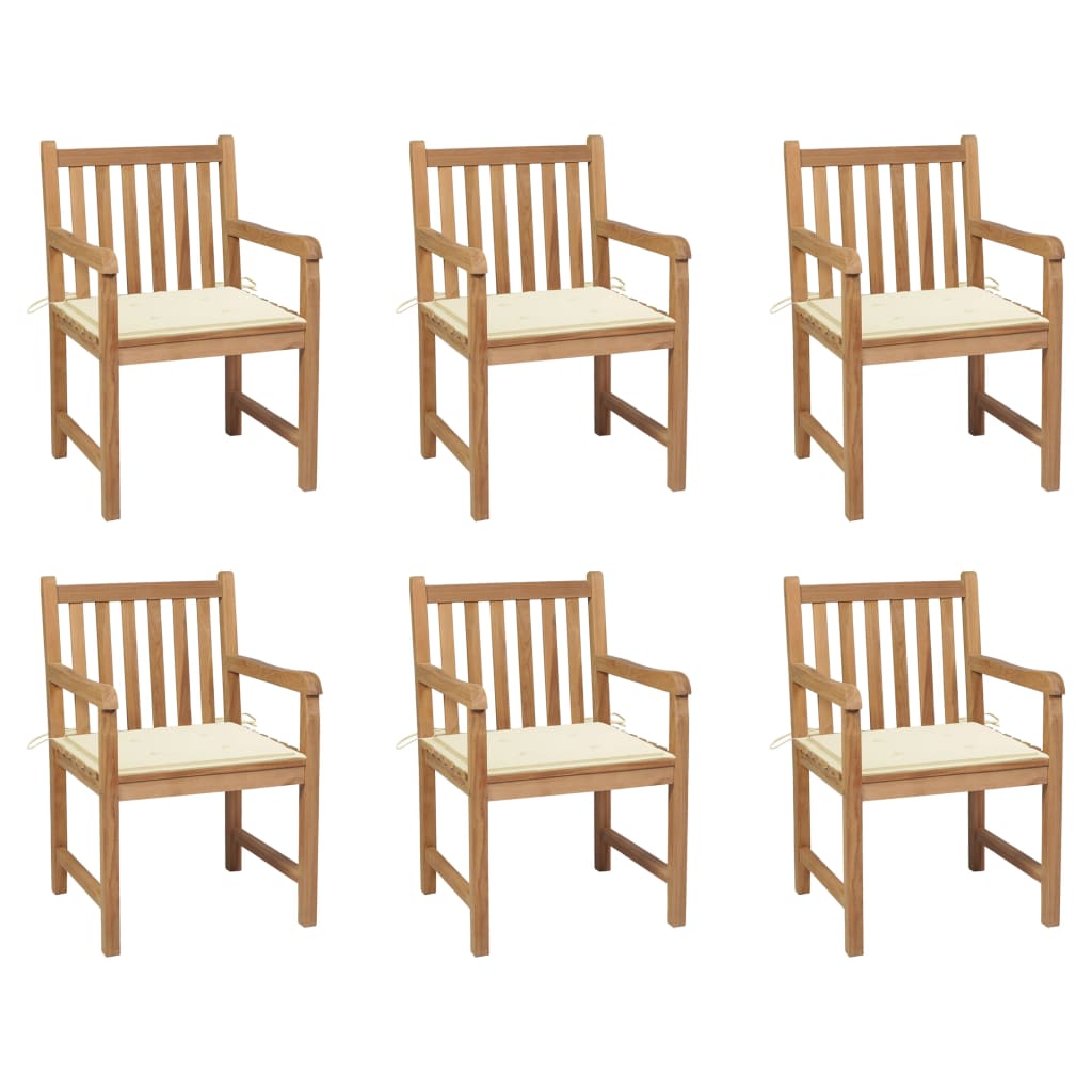 Tuinstoelen Met Kleurige Kussens Massief Teakhout 6 Crème