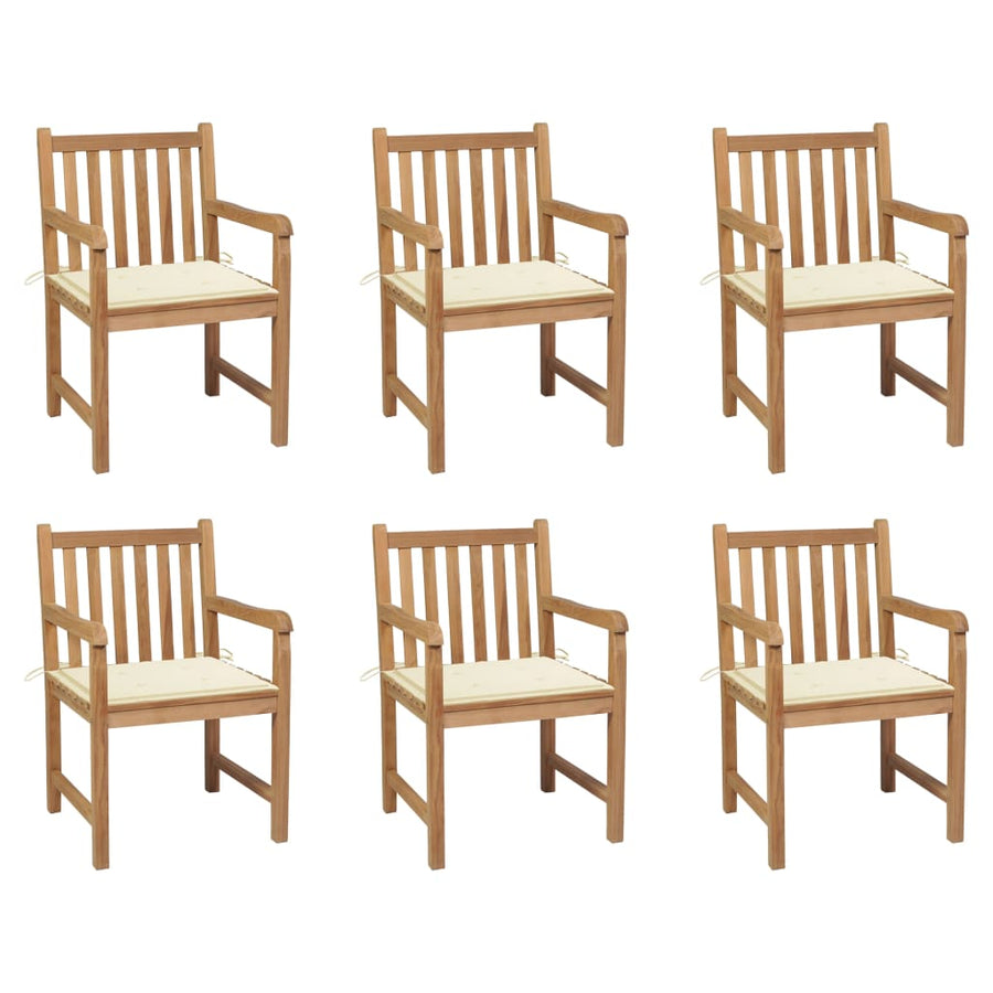 Tuinstoelen Met Kleurige Kussens Massief Teakhout 6 Crème