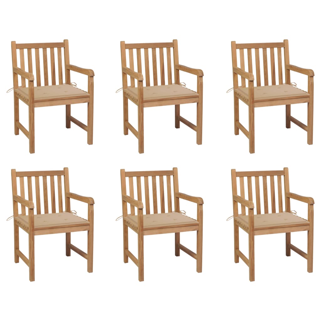 Tuinstoelen Met Kussens Massief Teakhout 6 Beige