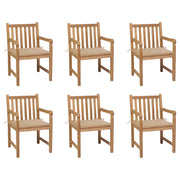 6 garden chairs with beige cushions solid teak
