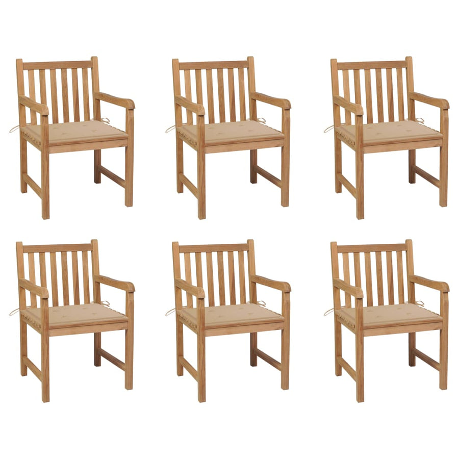 Tuinstoelen Met Kussens Massief Teakhout 6 Beige