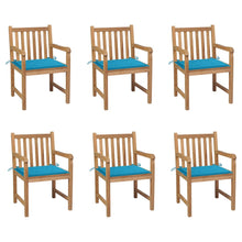 Tuinstoelen Met E Kussens Massief Teakhout 6 Blauw