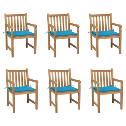 Tuinstoelen Met E Kussens Massief Teakhout 6 Blauw