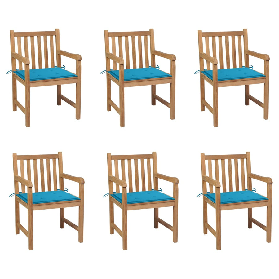 Tuinstoelen Met E Kussens Massief Teakhout 6 Blauw
