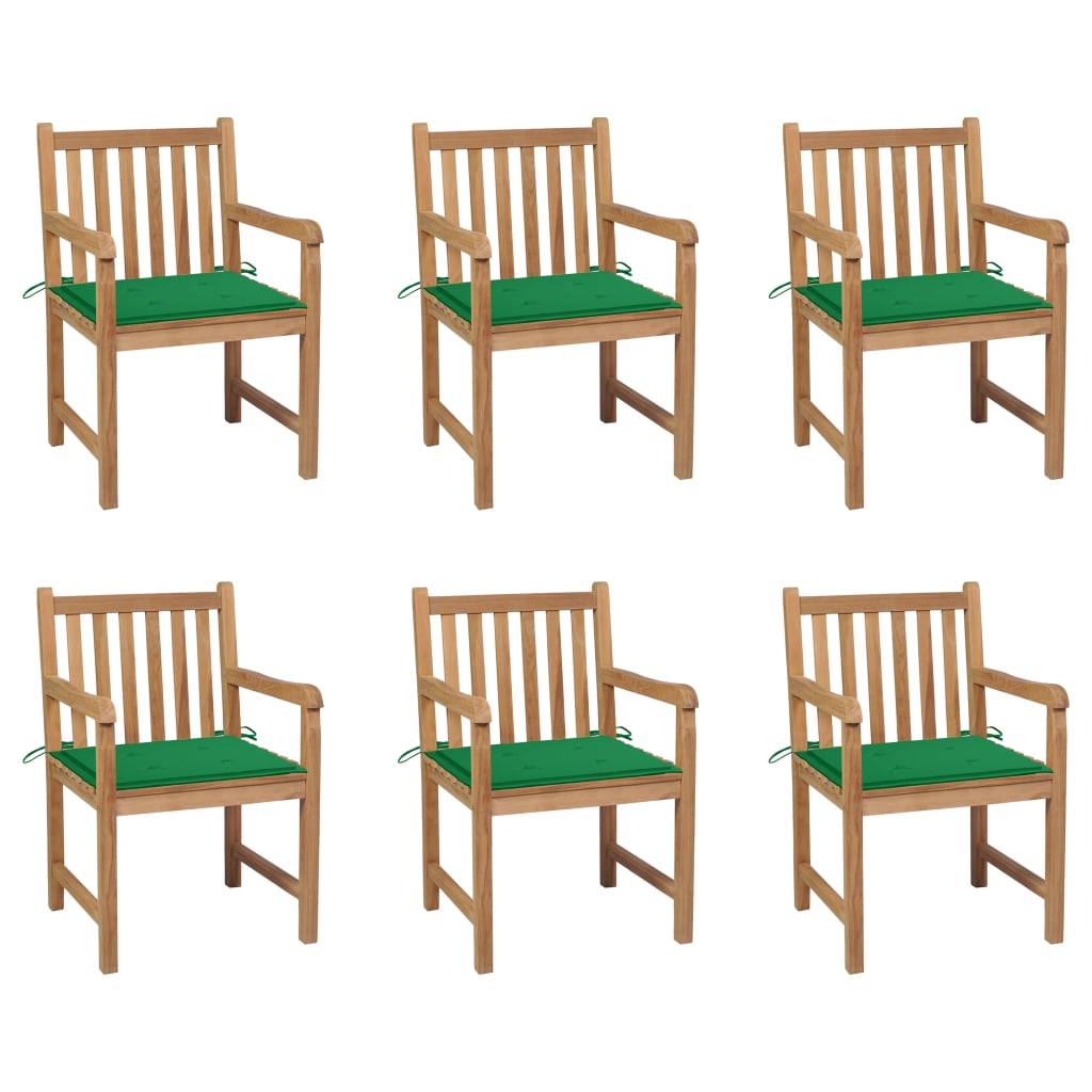 Tuinstoelen Met E Kussens Massief Teakhout 6 Groen