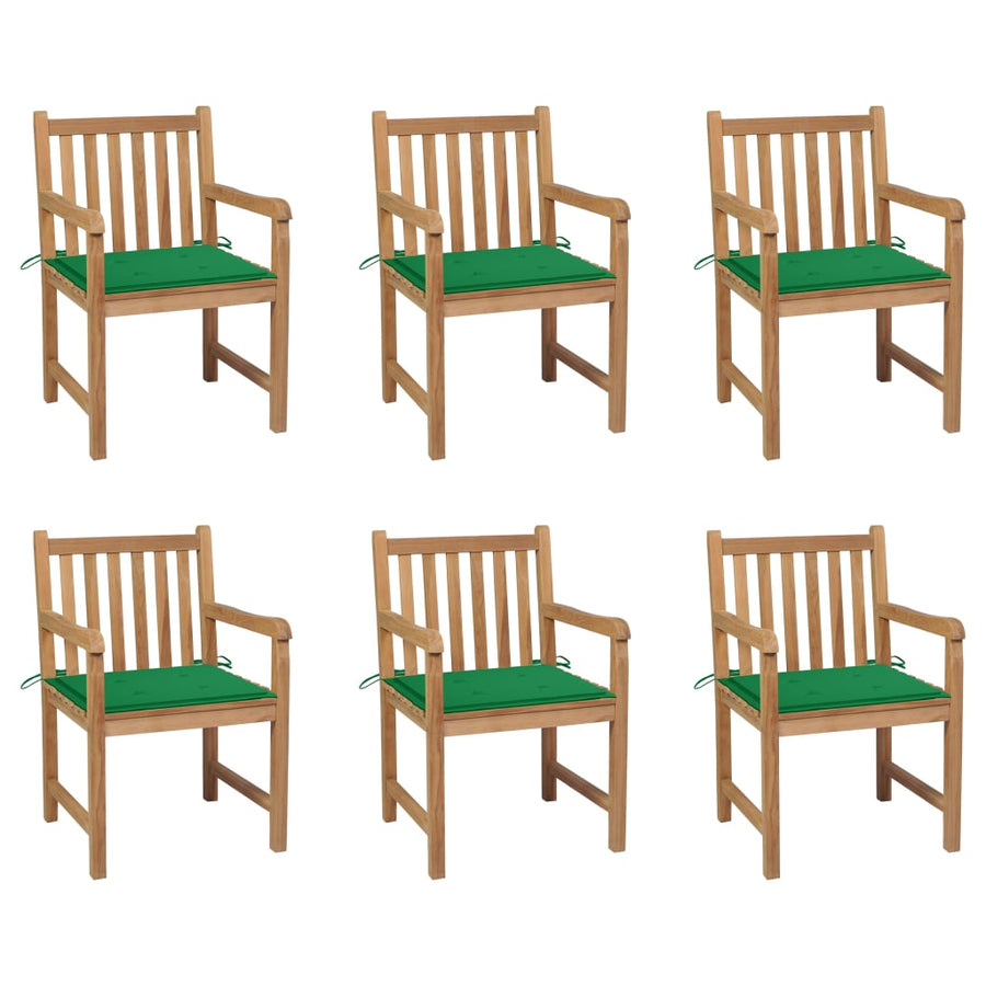 Tuinstoelen Met E Kussens Massief Teakhout 6 Groen