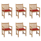 Tuinstoelen massief teakhout 6 stuks rood