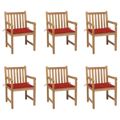 Tuinstoelen Met Rode Kussens Massief Teakhout 6
