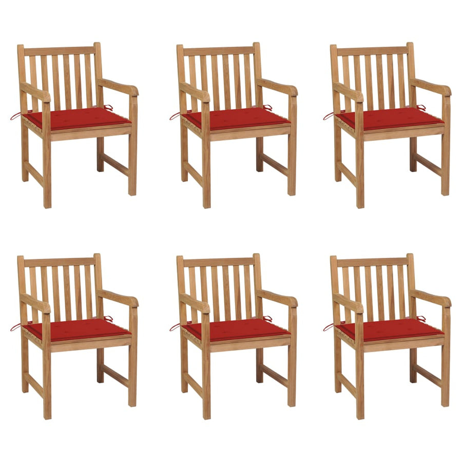 Tuinstoelen Met Rode Kussens Massief Teakhout 6