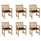 Tuinstoelen 6 st massief teakhout zwart