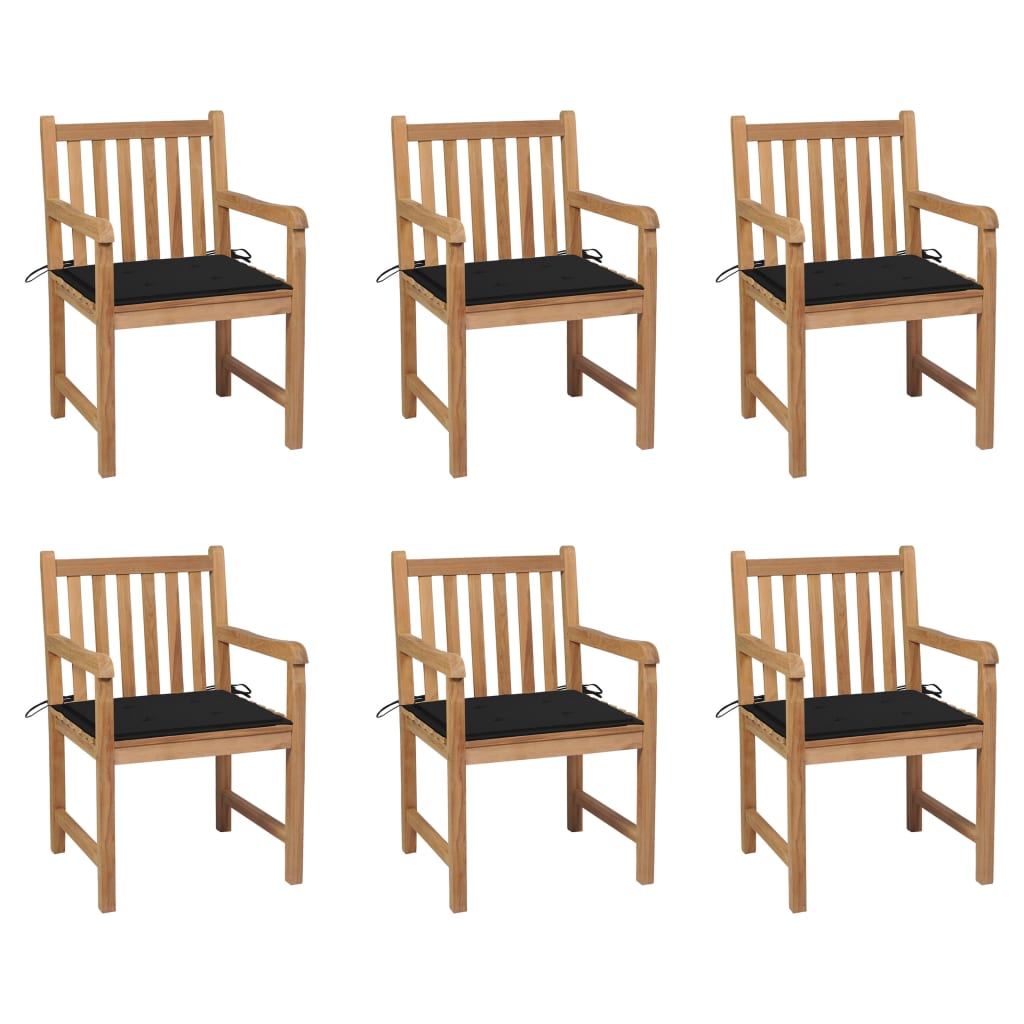 Tuinstoelen Met E Kussens Massief Teakhout 6 Zwart