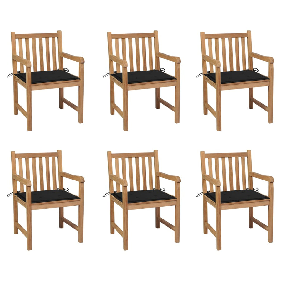 Tuinstoelen Met E Kussens Massief Teakhout 6 Zwart