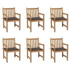Tuinstoelen 6 st massief teakhout taupe kussens