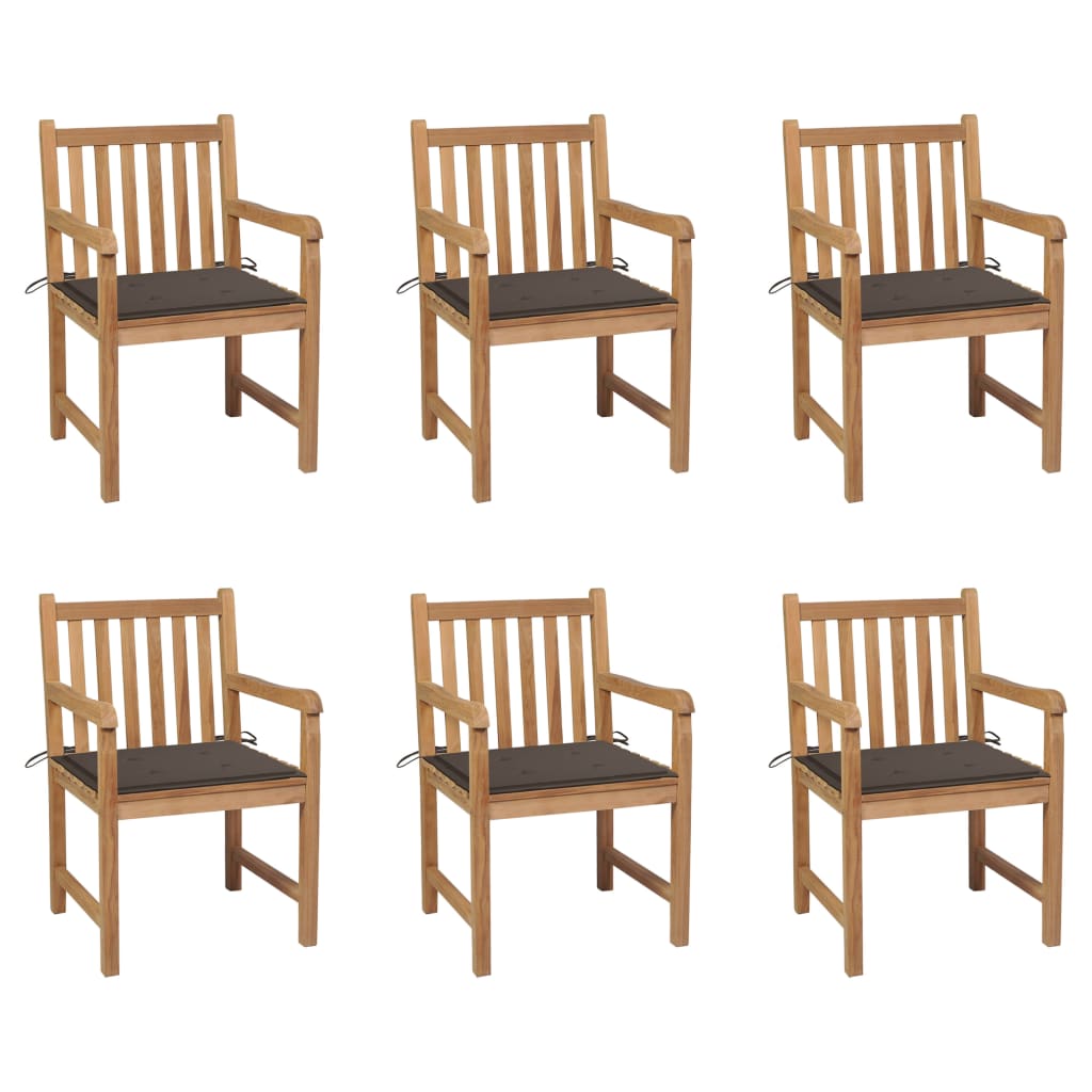 Tuinstoelen Met Kussens Massief Teakhout 6 Taupe