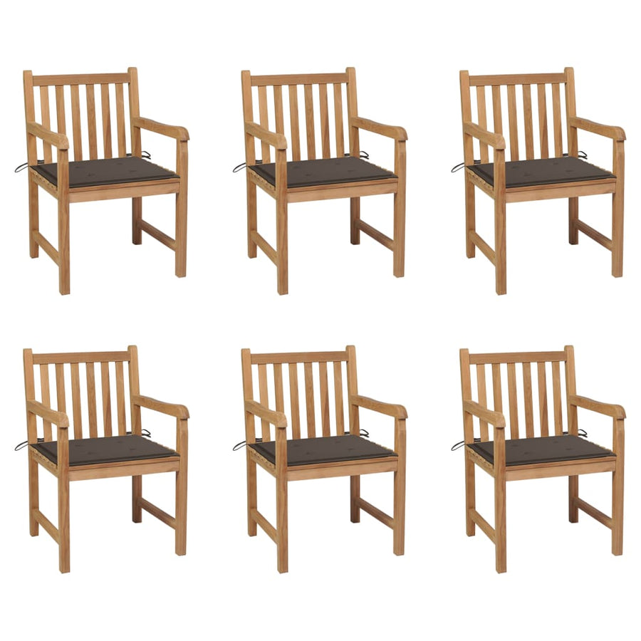 Tuinstoelen Met Kussens Massief Teakhout 6 Taupe