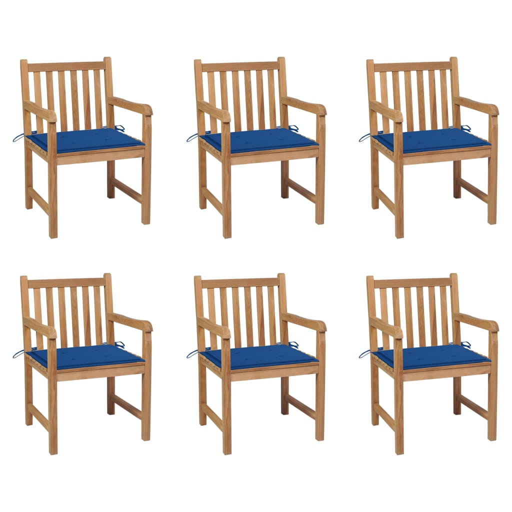 Tuinstoelen Met E Kussens Massief Teakhout 6 koningsblauw